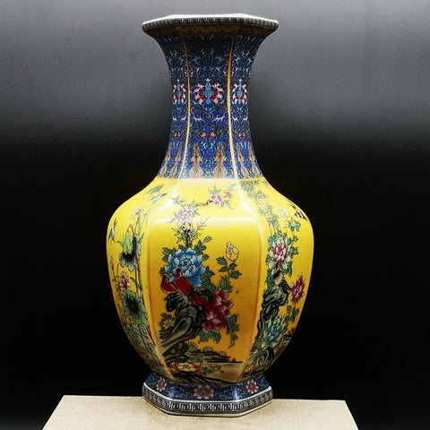 Qianlong Yellow Vase