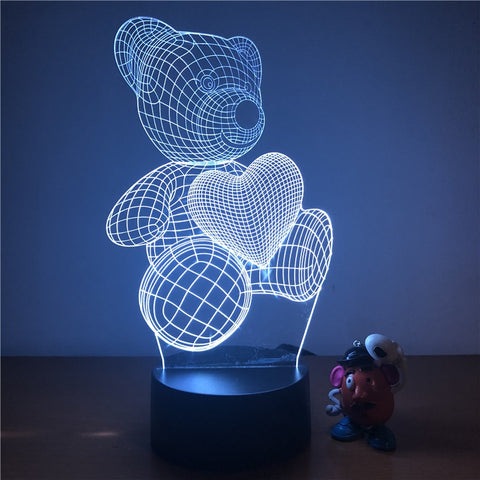 3D Cute Teddy Bear Night Light